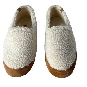 Acorn Moc Sherpa Fleece Indoor Outdoor Slipper Shoes Cream Womens 9.5-10.5